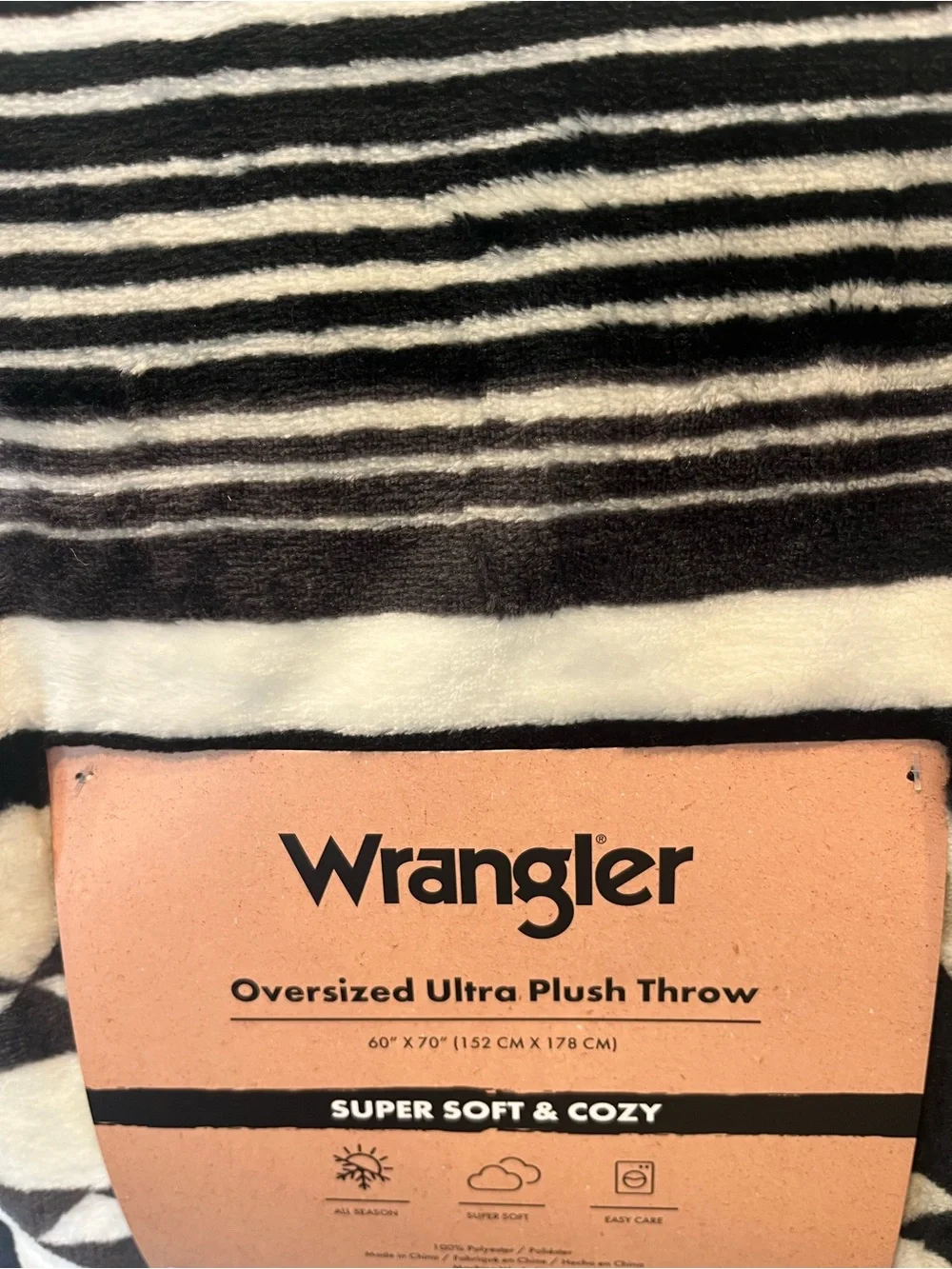 Wrangler Black, Tan & Cream Aztec Stripe Throw Blanket